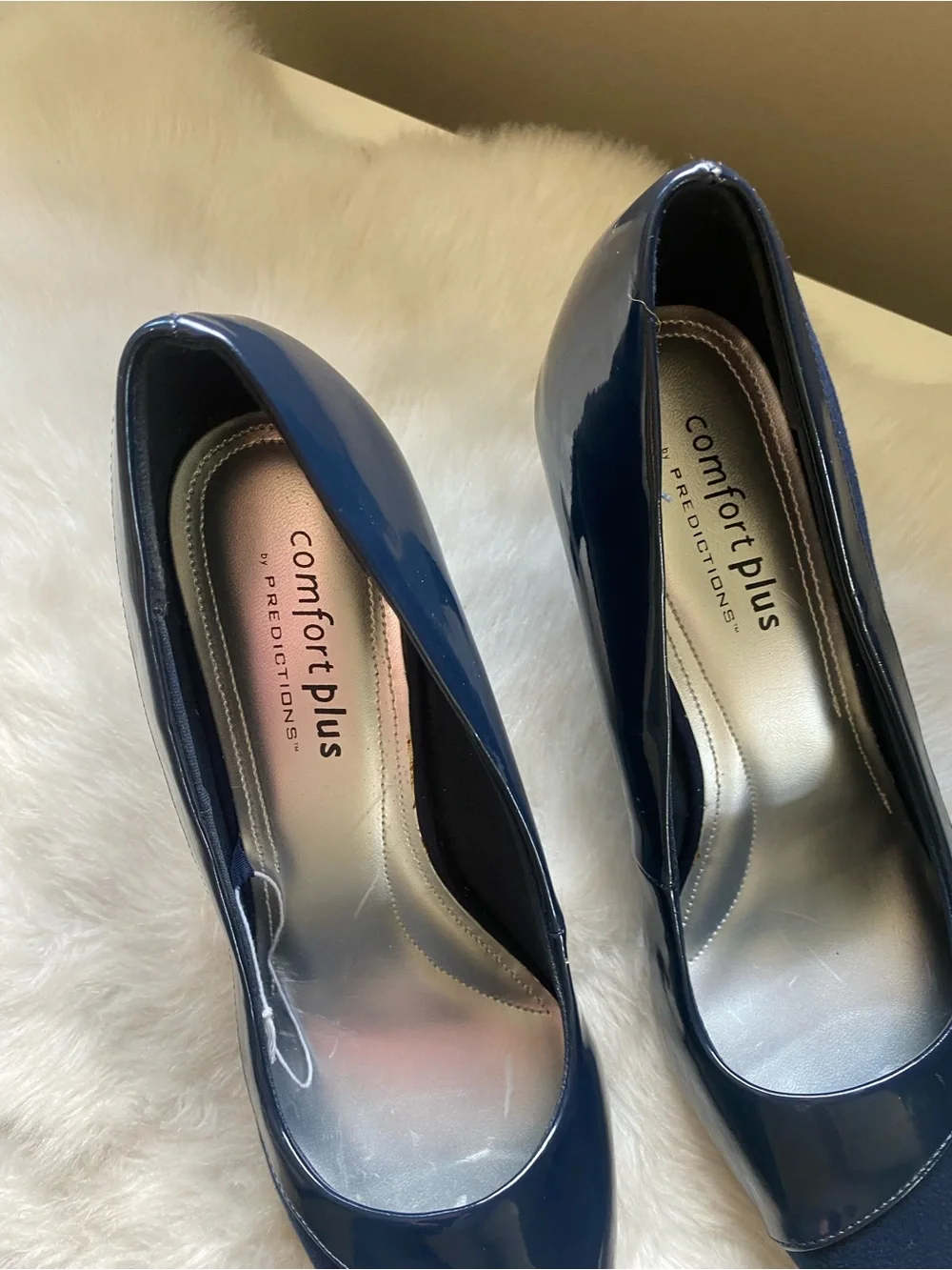 comfort plus by Predictions Navy Pointed-Toe Patent & Suede Pumps
